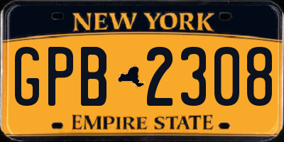 NY license plate GPB2308