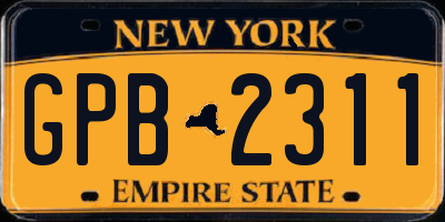 NY license plate GPB2311