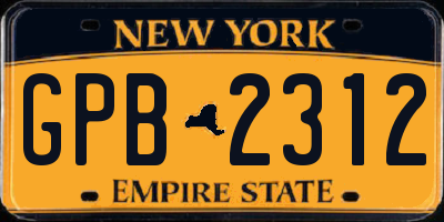 NY license plate GPB2312