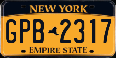 NY license plate GPB2317