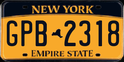 NY license plate GPB2318