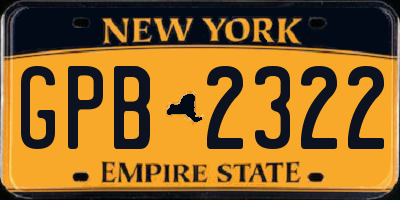 NY license plate GPB2322
