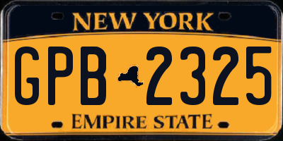 NY license plate GPB2325