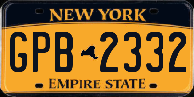 NY license plate GPB2332