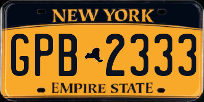 NY license plate GPB2333