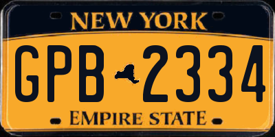 NY license plate GPB2334