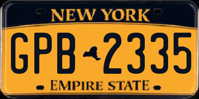 NY license plate GPB2335