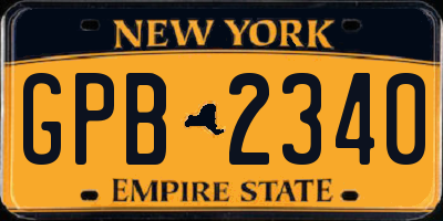 NY license plate GPB2340