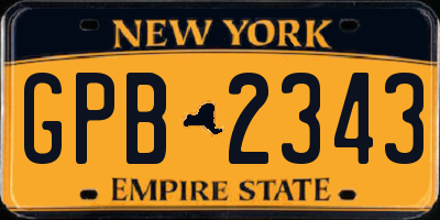 NY license plate GPB2343