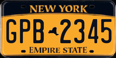 NY license plate GPB2345