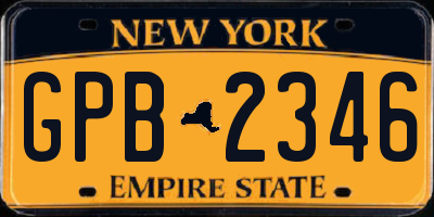 NY license plate GPB2346