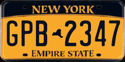 NY license plate GPB2347