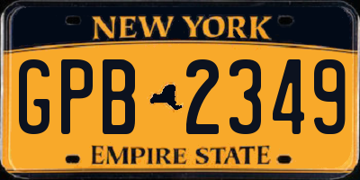 NY license plate GPB2349
