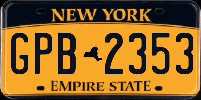 NY license plate GPB2353
