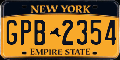 NY license plate GPB2354