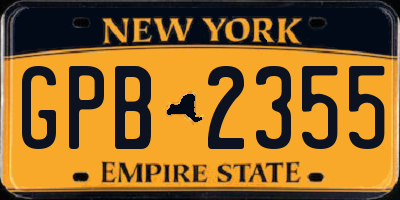 NY license plate GPB2355