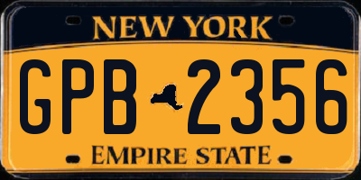 NY license plate GPB2356