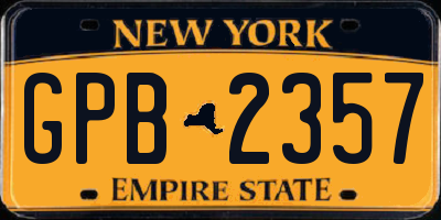 NY license plate GPB2357