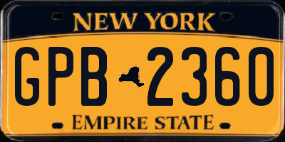 NY license plate GPB2360