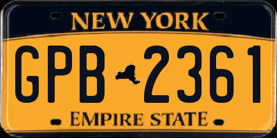 NY license plate GPB2361