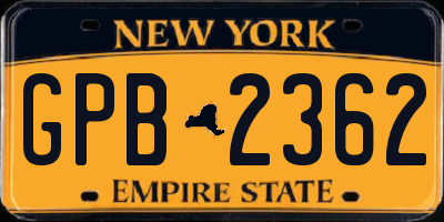 NY license plate GPB2362