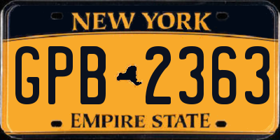 NY license plate GPB2363