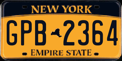 NY license plate GPB2364