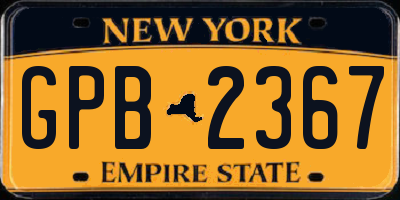 NY license plate GPB2367