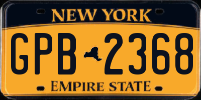 NY license plate GPB2368