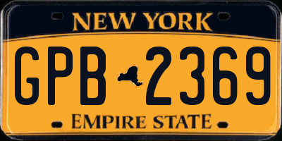 NY license plate GPB2369