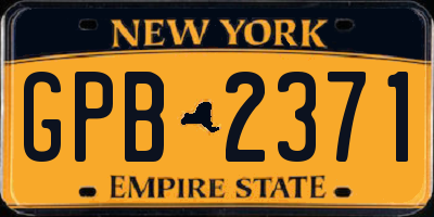 NY license plate GPB2371