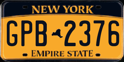 NY license plate GPB2376