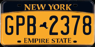 NY license plate GPB2378