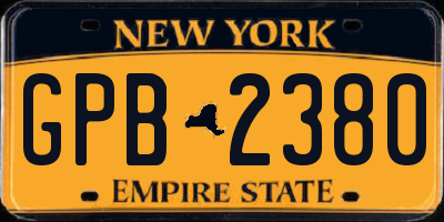 NY license plate GPB2380