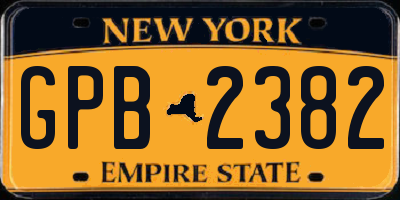 NY license plate GPB2382