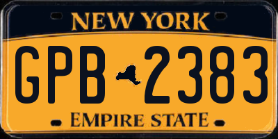 NY license plate GPB2383