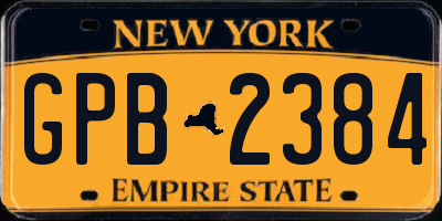 NY license plate GPB2384