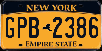 NY license plate GPB2386