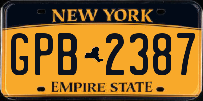 NY license plate GPB2387