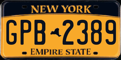 NY license plate GPB2389