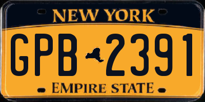 NY license plate GPB2391