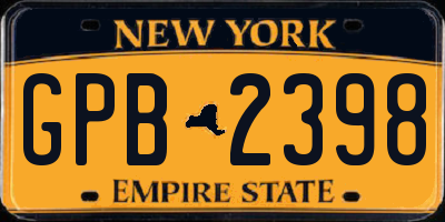 NY license plate GPB2398
