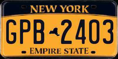 NY license plate GPB2403