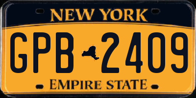NY license plate GPB2409