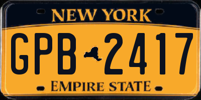 NY license plate GPB2417