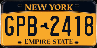 NY license plate GPB2418