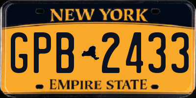 NY license plate GPB2433
