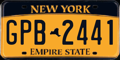 NY license plate GPB2441