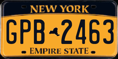 NY license plate GPB2463