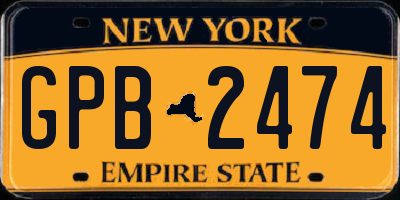 NY license plate GPB2474